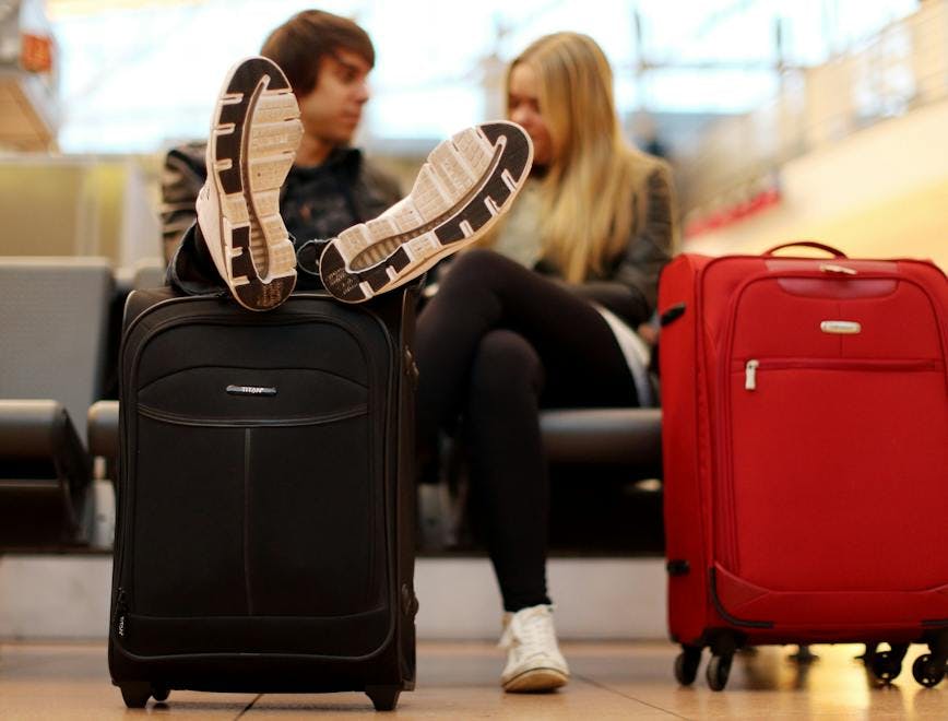 horizontal|traveller|airport|suitcase|illustration|strike|air travel hamburg hamburg (hansestadt) luggage chair furniture shoe footwear clothing apparel person human