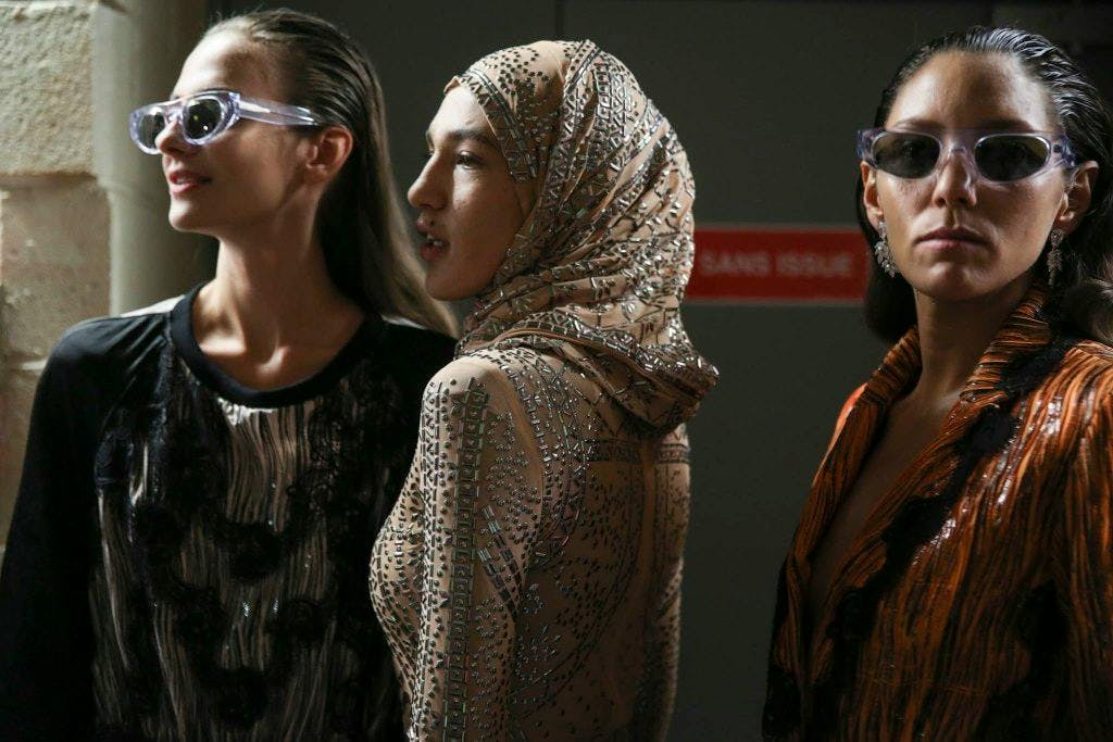 backstage at koché rtw spring 2019 person human sunglasses accessories accessory clothing apparel goggles