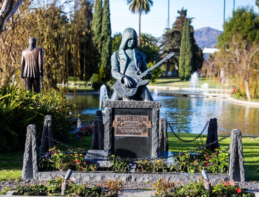 hollywood forever cemetery water person human guitar musical instrument leisure activities