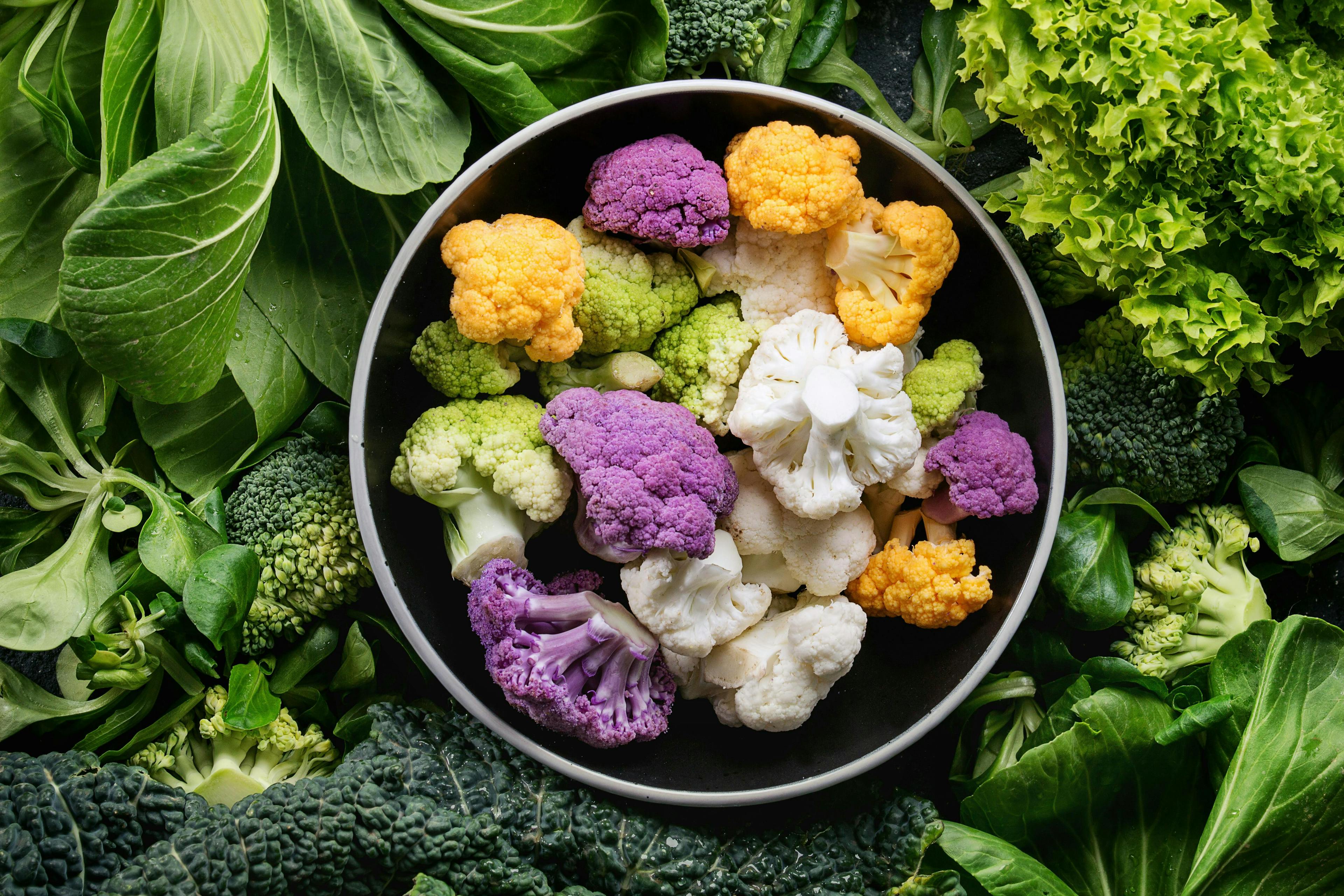 vegetarian,assortment,background,black,choy,colorful,diet,fresh, plant cauliflower vegetable food