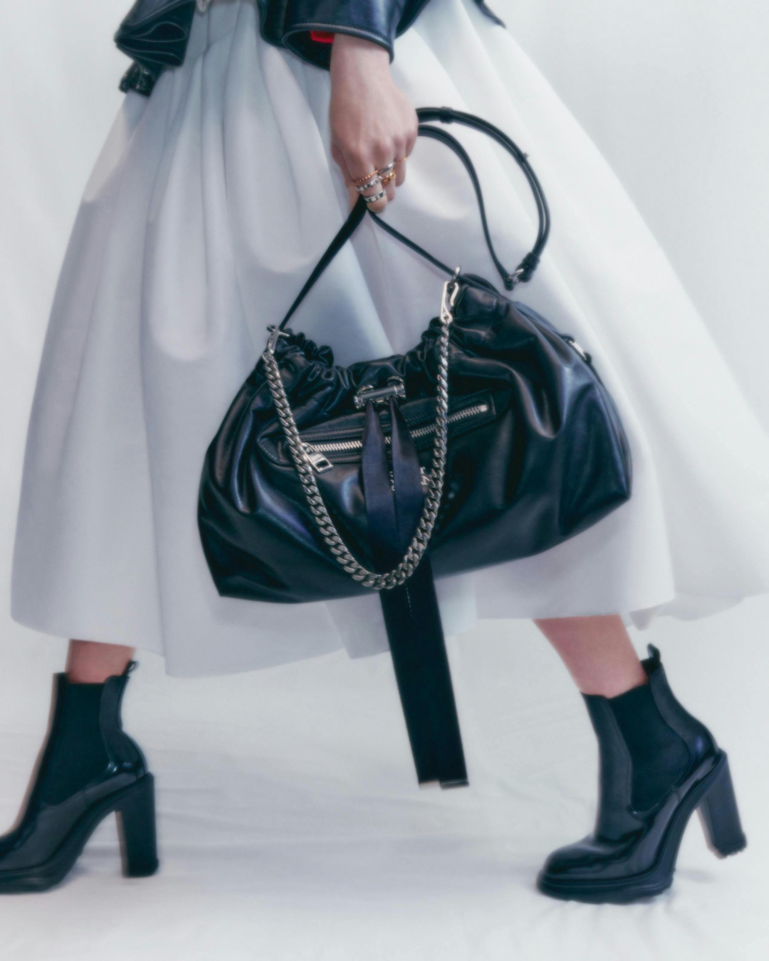 clothing apparel high heel shoe footwear handbag accessories bag purse person