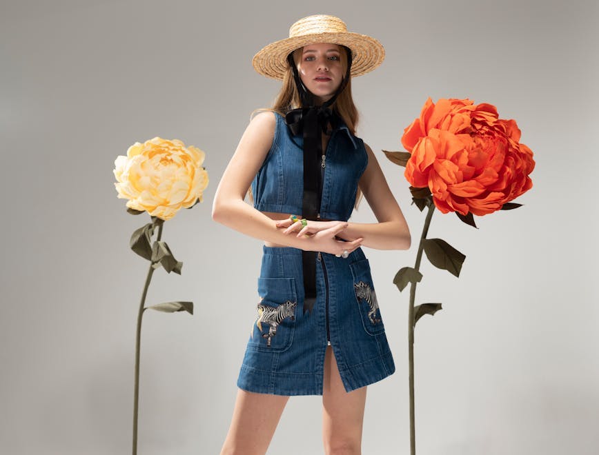 clothing apparel person human hat plant sun hat flower blossom